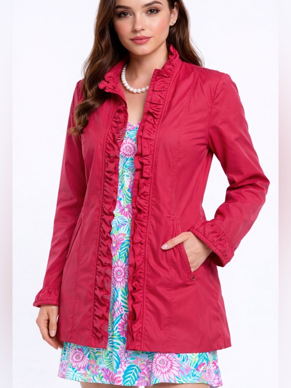 Dennis by Dennis Basso Ruffled Jacket Twee Cottagecore Coastal Grandma Kidcore M